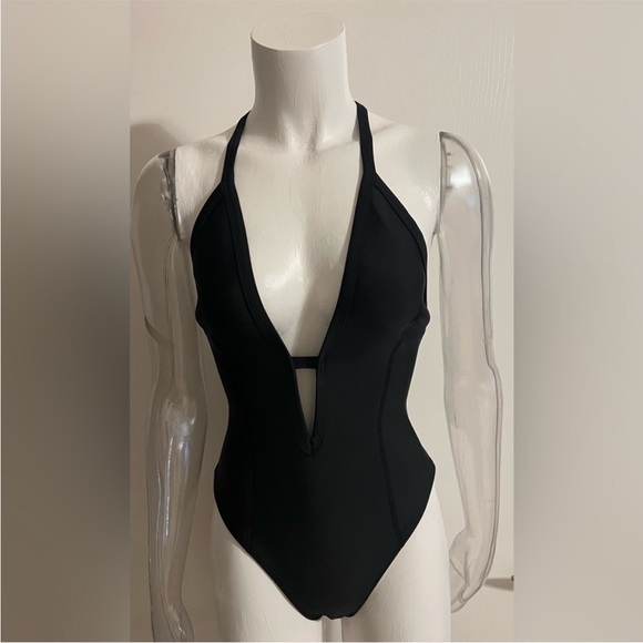 BONDI BORN Black Neoprene One Piece Swimwear NWT